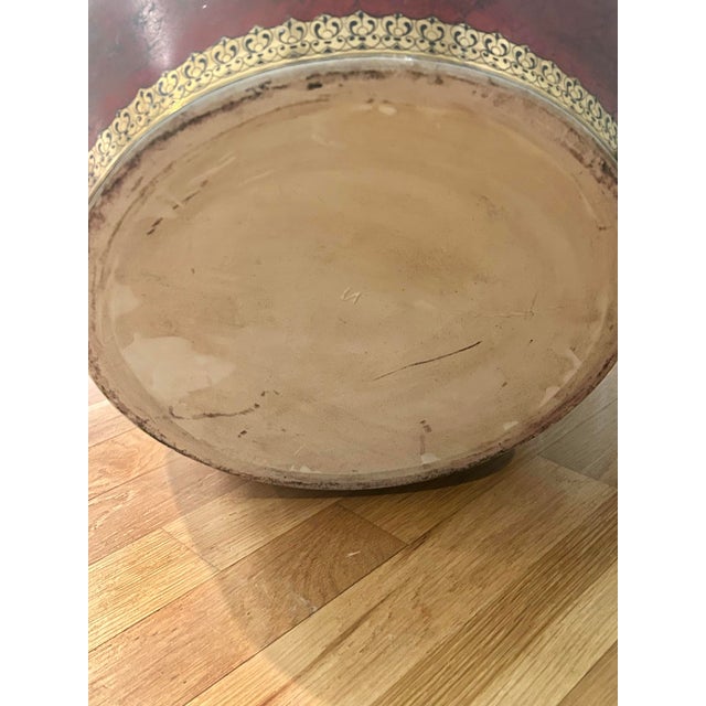 Vintage Chinoiserie Oxblood Fishbowl Planter or Side Table on Stand With Glass Top For Sale - Image 10 of 12