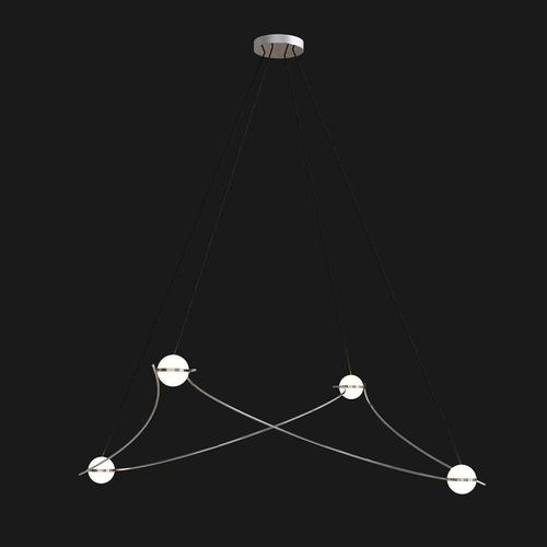 Kosmos 4l chandelier in polished stainless steel by moss objects. Dimensions: w 96 x d 81 x h 35 cm. Materials: polished...