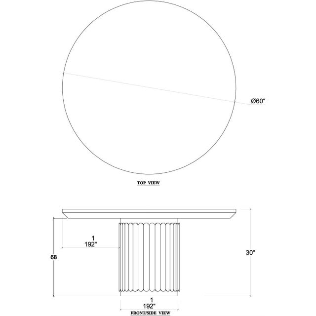 Brown 60" Round Ribbed Pedestal Dining Table - Antique French Finish For Sale - Image 8 of 8