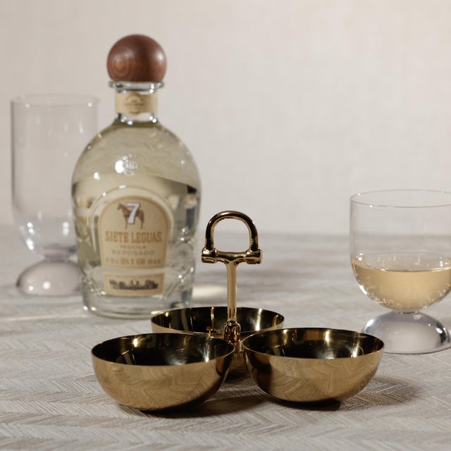 Kenneth Ludwig Chicago The Equestrian Trio Condiment Set, Polished Gold