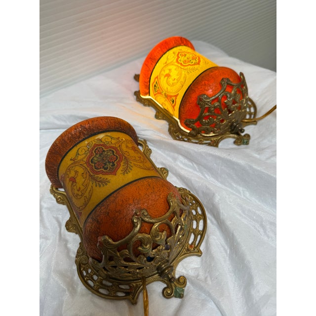 1930s Gill Glass & Fixture Company Antique Slip Shade Wall Sconces, Pair For Sale In San Francisco - Image 6 of 12