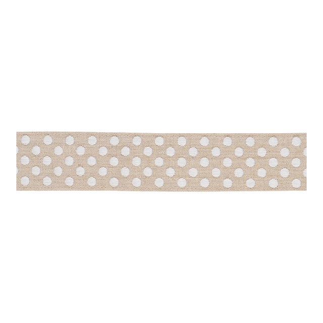Schumacher Dotted Embroidered Tape Trim in Natural For Sale