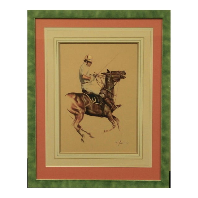 "Taking the Reins" Polo Watercolour by Graham Isom (Uk, B.1945-) For Sale
