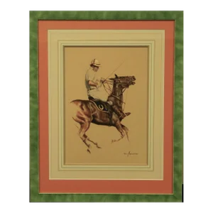 "Taking the Reins" Polo Watercolour by Graham Isom (Uk, B.1945-)