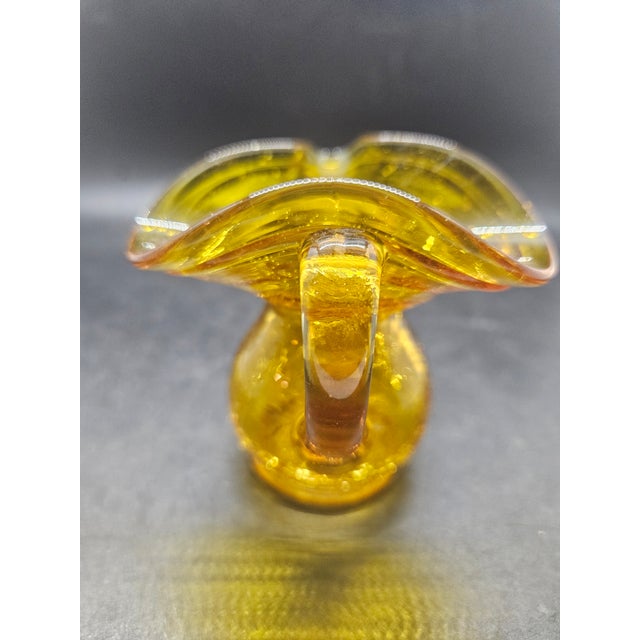 Vintage Amber Crackle Glass Mini Pitcher/Vase For Sale - Image 4 of 5