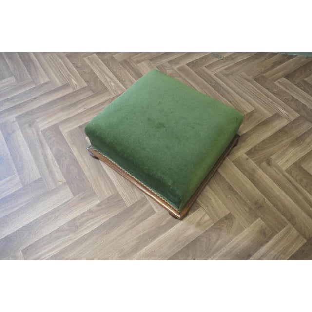 Victorian Green Velvet Ottoman For Sale - Image 4 of 7