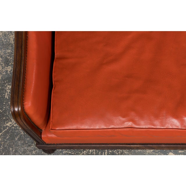 1930s French Art Deco Oak Canape in Faux Leather For Sale - Image 4 of 18