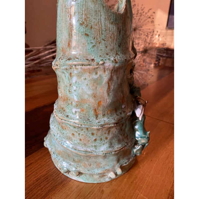 Vintage 1960s Japanese Earthenware Vases in the Shape of Bamboo For Sale - Image 12 of 13