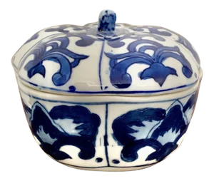 Blue and White Chinoiserie Ceramic Box