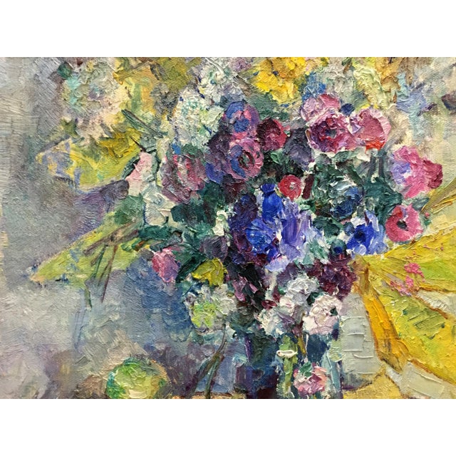 1970s 1970s Oil Painting Flowers Dovgalevskaya Vera Veniaminovna For Sale - Image 5 of 12