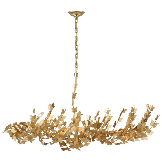 Transitional Julie Neill for Visual Comfort Signature Farfalle Large Linear Chandelier in Gild For Sale - Image 3 of 5