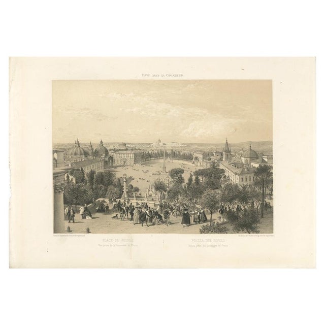 After Bayot, Piazza Del Popolo from the Pincian Hill, Rome, 1869, Lithograph For Sale - Image 12 of 12
