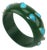 Lucite Bakelite Style Bangle Dark Green Bracelet With Inlaid Turquoise For Sale