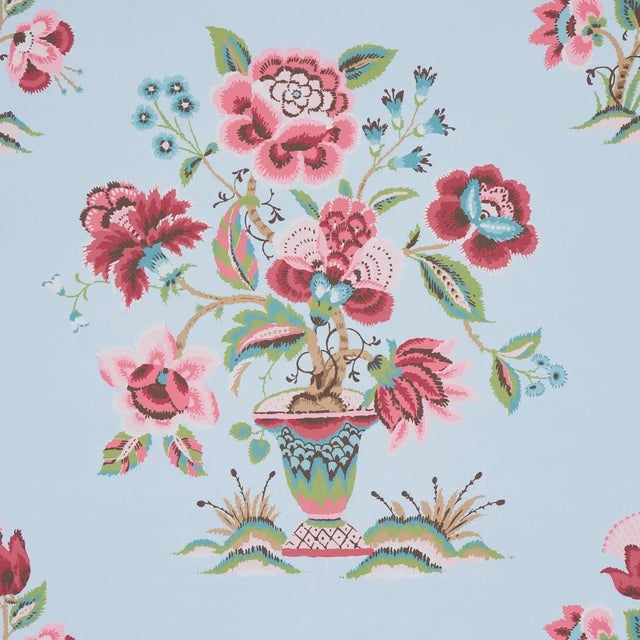 Not Yet Made - Made To Order Sample - Schumacher Ashford Wallpaper in Rose & Sky For Sale - Image 5 of 5