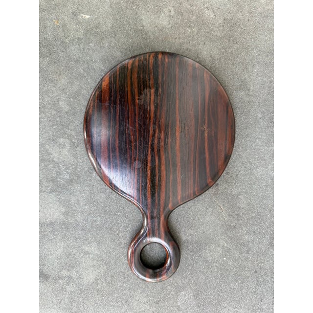 Art Deco Vintage Turtle ? Hand Mirror Macassar Ebony Round Loop Wall Art Deco Modern For Sale - Image 3 of 6