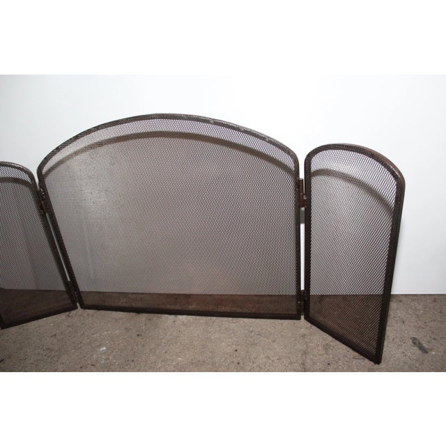 Metal Minimalist Trifold Black Fireplace Screen For Sale - Image 7 of 9