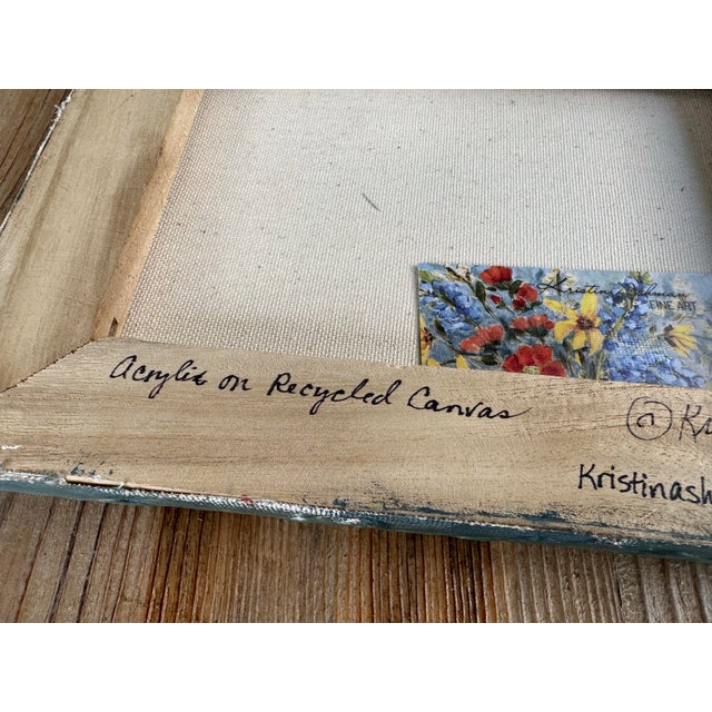 Paper “Bloom Anyway”, Mixed Media Collage Flower Still Life Painting on Recycled Canvas by Artist Kristin Ashman. For Sale - Image 7 of 11