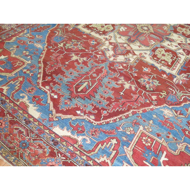 Oversize Antique Persian Heriz Carpet For Sale - Image 4 of 18