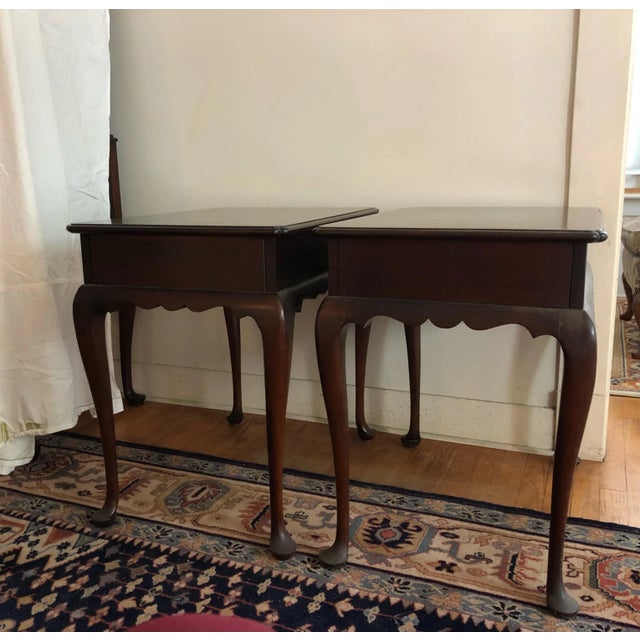 Queen Anne 1980s Statton Trutype Americana Cherry End Tables - Set of 2 For Sale - Image 4 of 11