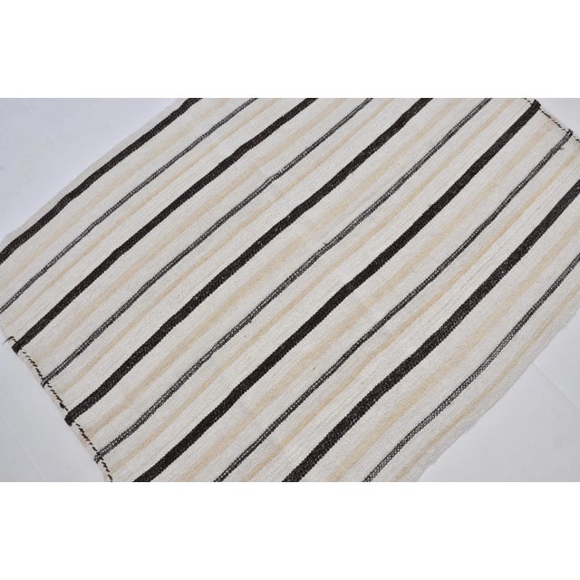 1960s 1960s Organic Hemp Anatolian Striped Designer Modern Kilim Rug For Sale - Image 5 of 11