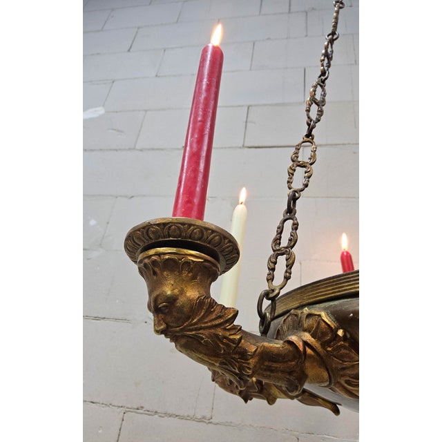 Antique Neo-Renaissance Greenman Candle Chandelier, 1980s For Sale - Image 12 of 18