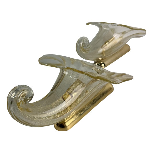 Murano Glass Cornucopia Wall Lamps, 1960s, Set of 2 For Sale