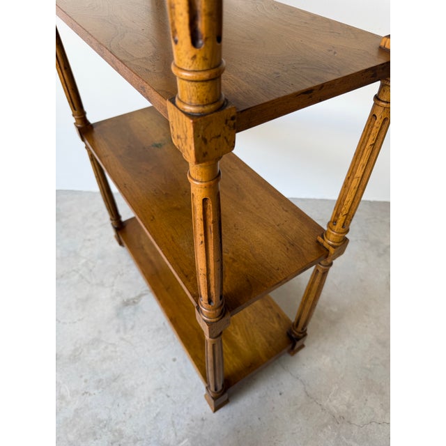 Vintage Heritage Hollywood Regency Solid Walnut Six-Tier Etagere For Sale - Image 11 of 12
