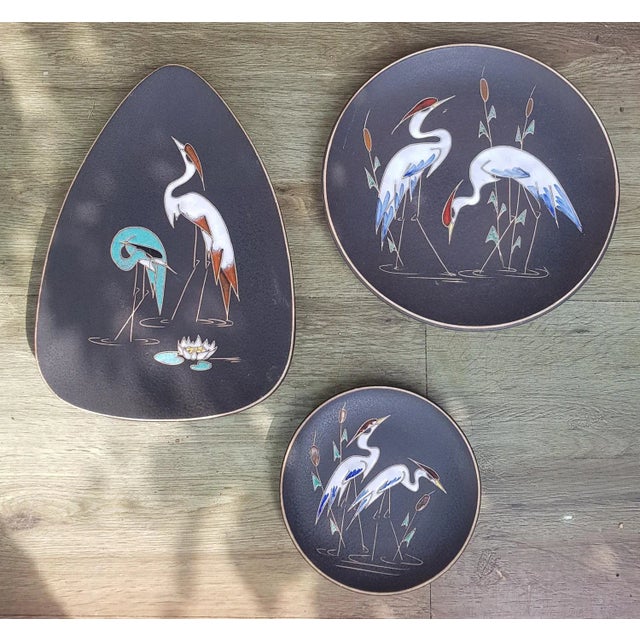 Wall Plates with Herons by A. Kiechle for Ruscha, 1950s, Set of 3 For Sale - Image 6 of 6