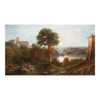 Antique English Painting “Lake Nemi, Italy” (1865) by John Wilson Carmichael For Sale