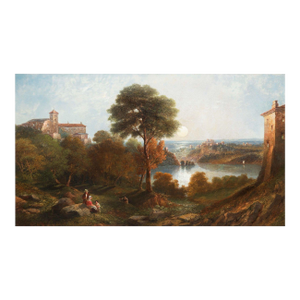 Antique English Painting “Lake Nemi, Italy” (1865) by John Wilson Carmichael