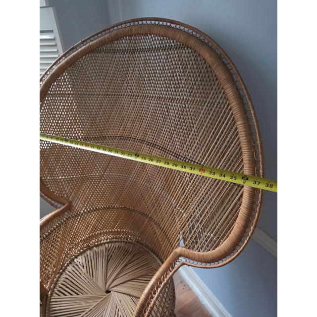 1990s Wicker Fan Back Chair For Sale - Image 9 of 10