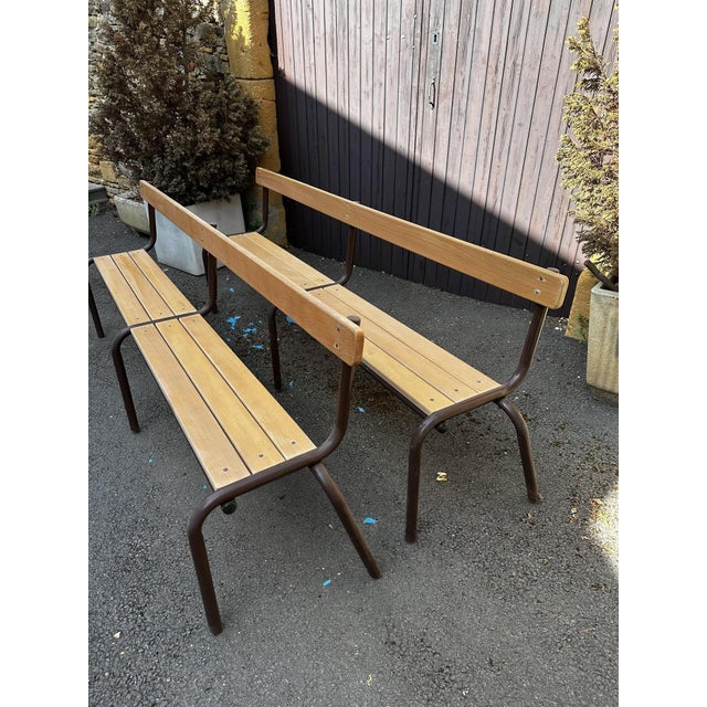 1970s Vintage School Benches, 1970s, Set of 2 For Sale - Image 5 of 10