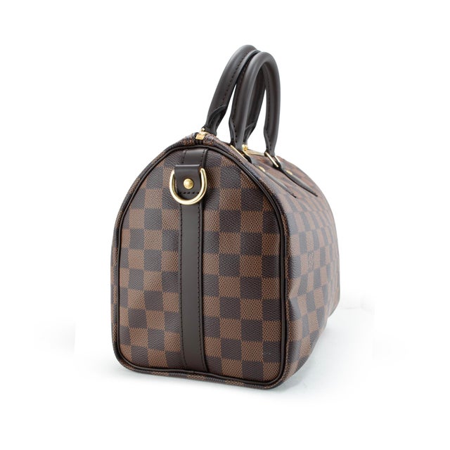 Louis Vuitton Louis Vuitton Speedy Bandouliere 25 Damier Ebene Coated Canvas Shoulder Tote Bag For Sale - Image 4 of 11