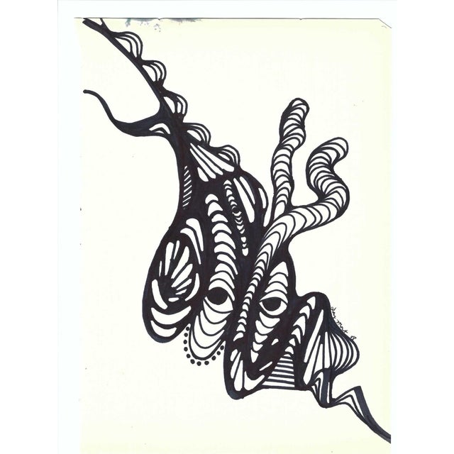 1988 mixed media on paper by New York artist Lang Mart. Signed lower right. Combined shipping available, please inquire.