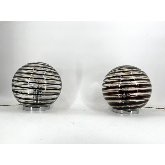 Murano Glass Swirl Table Lamps, 1970s, Set of 2 For Sale - Image 6 of 12