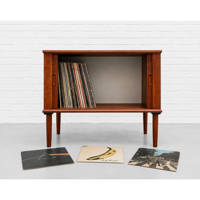 1960s Danish Mid Century Modern Tambour Door Jr. Credenza / Vinyl Record Storage Cabinet, Circa 1960's For Sale - Image 5 of 13