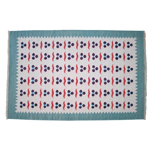 Turkish Silk Rug Kilim Hand Woven Chintamani Motif Oushak Area Rug - 4′2″ × 6′4″ For Sale - Image 6 of 16