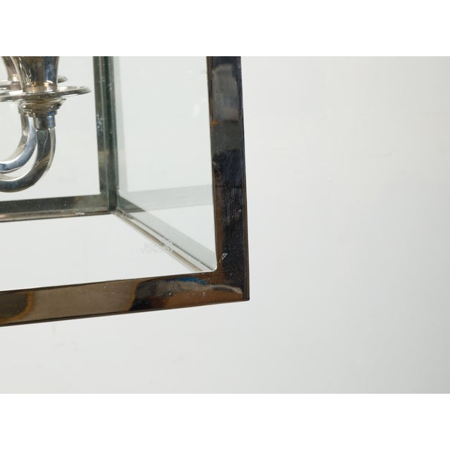 Mid 20th Century Mid 20th Century French Nickel Lantern with Six Scrolling Arms and Glass Panels For Sale - Image 5 of 9