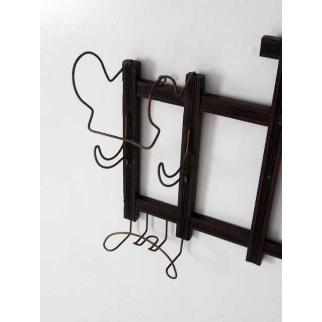 Antique Wood and Wire Wall Hat Rack With Coat Hooks For Sale - Image 16 of 18
