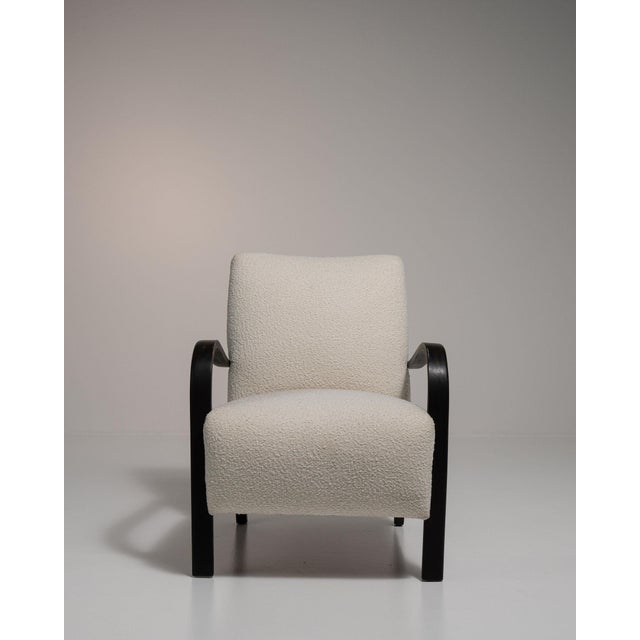 Mid 20th Century France Mid-century Modern Cream Wood Armchair For Sale - Image 4 of 10