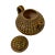 This is a handmade Chinese accent decorative art made of ceramic in brown beige tan mix color with simple woven lines...