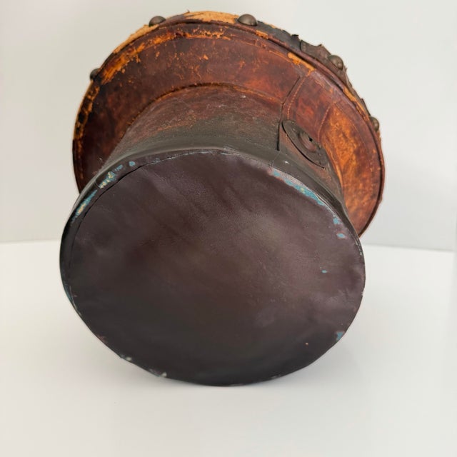Late 19th Century 19th Century Leather Top Hat Basket, Repurposed For Sale - Image 5 of 9