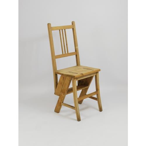 Arts & Crafts Metamorphic Library Steps Folding Ladder Chair, Vienna, 1900s For Sale - Image 14 of 18