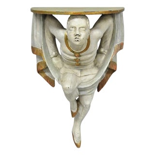 Vintage Venetian Style Figural Nubian "Moor" Dancer Wall Bracket Corbel Shelf For Sale