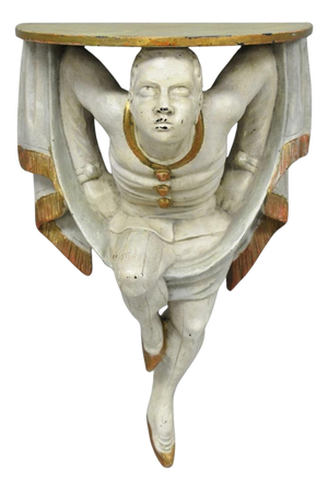 Vintage Venetian Style Figural Nubian "Moor" Dancer Wall Bracket Corbel Shelf