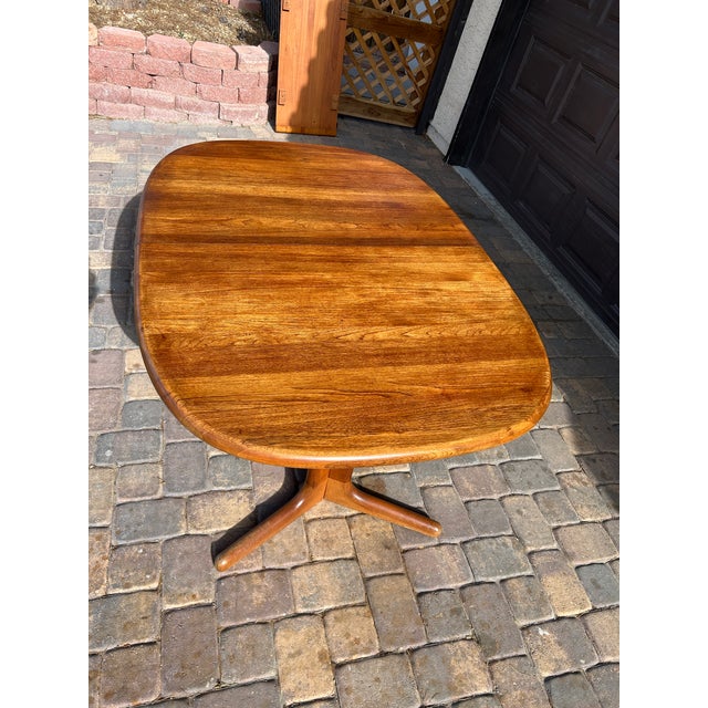Mid 20th Century Glostrup Møbelfabrik Danish Teak Pedestal Extension Dining Table For Sale - Image 13 of 14