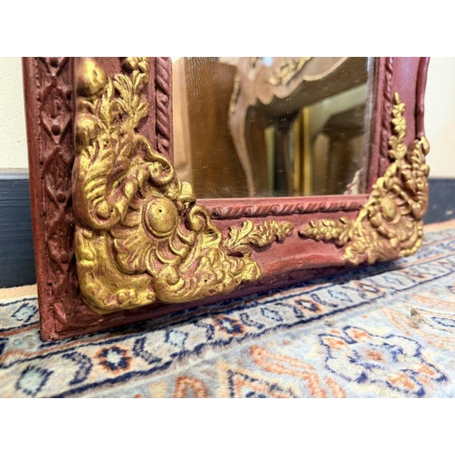 French Parcel Gilt and Painted Panel Mirror For Sale - Image 3 of 5