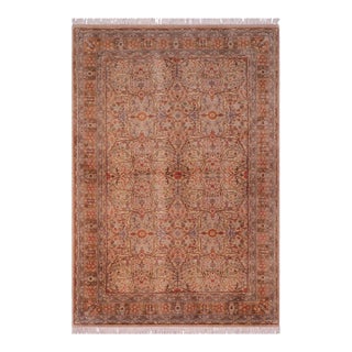 Boho Chic Tabriz Pak-Persian Tan/Brown Wool Rug - 4'0'' X 6'6'' For Sale
