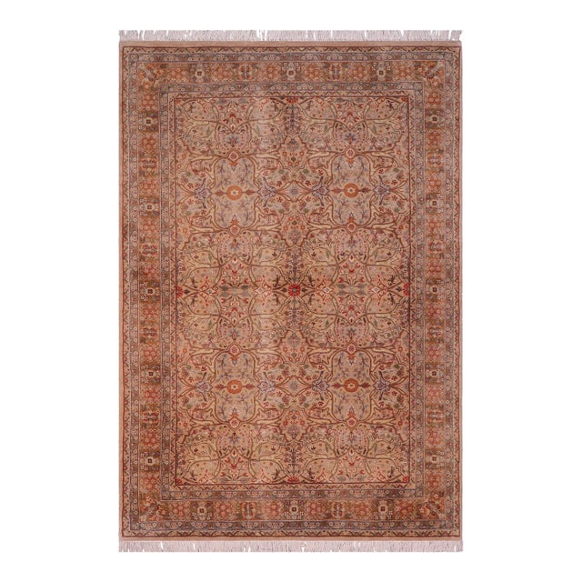 Boho Chic Tabriz Pak-Persian Tan/Brown Wool Rug - 4'0'' X 6'6'' For Sale