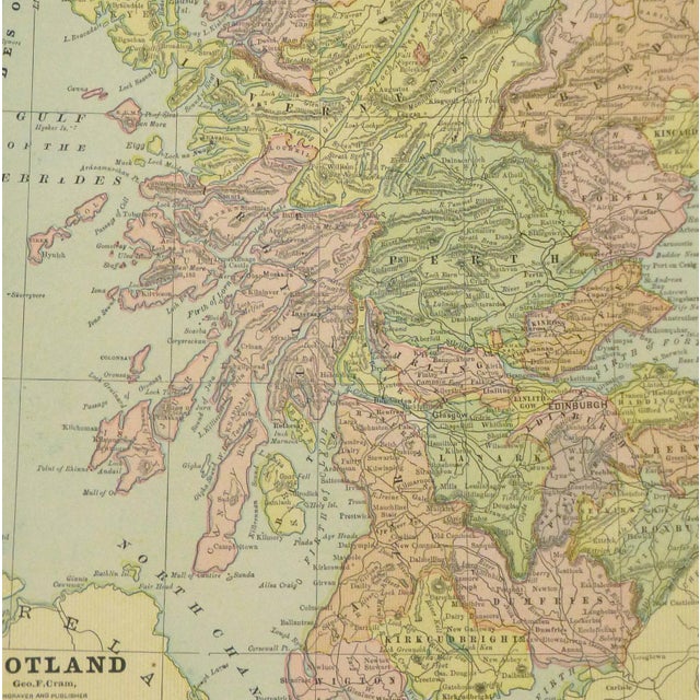 Vintage Map of Scotland, 1890 Chairish
